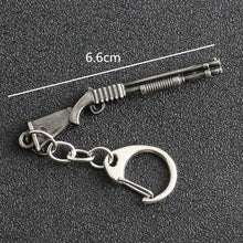 Load image into Gallery viewer, PUBG Keychain Playerunknowns Battlegrounds Backpack Armor Helmet Pan 98k Flare Gun Keyring Key Chain Ring Army Jewelry Wholesale