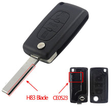 Load image into Gallery viewer, jingyuqin Car Key Shell HU83 CE0536/523 For Peugeot 107 207 307 407 308 408 Partner Citroen C3 C4 C5 C6 Berlingo Picasso Xsara