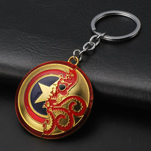 Load image into Gallery viewer, 2019 Marvel The Avengers Keychain Thor's Hammer Thanos Gauntlet Captain America Shield Hulk Batman Mask Key Ring Wholesale
