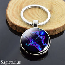 Load image into Gallery viewer, 12 Zodiac Sign Keychain Sphere Ball Crystal Key Rings Scorpio Leo Aries Constellation Birthday Gift for Women and Mens