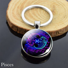 Load image into Gallery viewer, 12 Zodiac Sign Keychain Sphere Ball Crystal Key Rings Scorpio Leo Aries Constellation Birthday Gift for Women and Mens