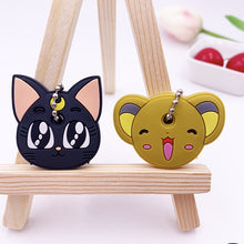 Load image into Gallery viewer, 2Pcs/set Cute Cartoon Protective Silicone Keychain For Women/Man Key Cover Key Caps Key Ring Key Holder Kids Gift Key chains