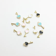 Load image into Gallery viewer, 30pcs/lot New Heart Shape Key Enamel Pendant Carousel Charms for DIY Bracelet Necklace
