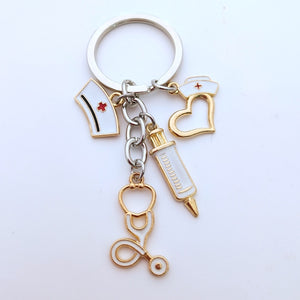 2020 New Nurse Cap Medical Key Chain Needle Syringe Stethoscope Thermometer Cute Keychain Jewelry Gift