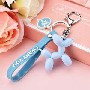 New Fashion Stereo Cute Balloon Dog Keychain Key ring Creative Cartoon Mobile Phone Bag Car Pendant Fun Keychain