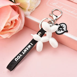 New Fashion Stereo Cute Balloon Dog Keychain Key ring Creative Cartoon Mobile Phone Bag Car Pendant Fun Keychain