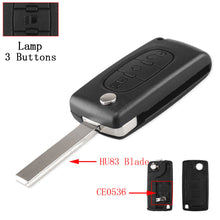 Load image into Gallery viewer, KEYYOU Remote key Case for Peugeot 207 307 308 407 607 807 For Citroen C2 C3 C4 C5 C6 Flip Folding Car Key shell 2/3/4 Buttons
