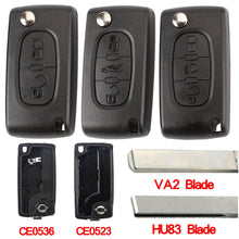 Load image into Gallery viewer, jingyuqin Car Key Shell HU83 CE0536/523 For Peugeot 107 207 307 407 308 408 Partner Citroen C3 C4 C5 C6 Berlingo Picasso Xsara
