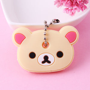 Cute Cartoon Keychain Silicone Stitch Protective Key Case Cover for Key Control Dust Cap Holder Gift Women Key Chain