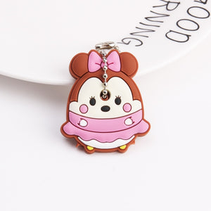 Cute Cartoon Keychain Silicone Stitch Protective Key Case Cover for Key Control Dust Cap Holder Gift Women Key Chain