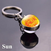 Load image into Gallery viewer, Solar System Planet Keyring Galaxy Nebula Space Keychain Moon Earth Sun Mars Art Picture Double Side Glass Ball Key Chain
