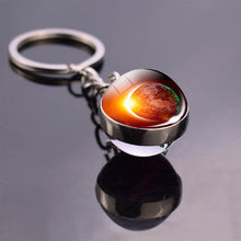 Load image into Gallery viewer, Solar System Planet Keyring Galaxy Nebula Space Keychain Moon Earth Sun Mars Art Picture Double Side Glass Ball Key Chain
