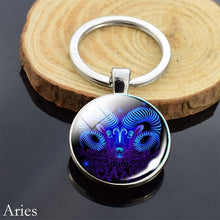 Load image into Gallery viewer, 12 Zodiac Sign Keychain Sphere Ball Crystal Key Rings Scorpio Leo Aries Constellation Birthday Gift for Women and Mens
