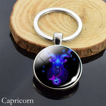 Load image into Gallery viewer, 12 Zodiac Sign Keychain Sphere Ball Crystal Key Rings Scorpio Leo Aries Constellation Birthday Gift for Women and Mens
