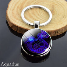 Load image into Gallery viewer, 12 Zodiac Sign Keychain Sphere Ball Crystal Key Rings Scorpio Leo Aries Constellation Birthday Gift for Women and Mens
