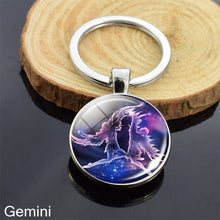 Load image into Gallery viewer, 12 Zodiac Sign Keychain Sphere Ball Crystal Key Rings Scorpio Leo Aries Constellation Birthday Gift for Women and Mens
