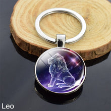 Load image into Gallery viewer, 12 Zodiac Sign Keychain Sphere Ball Crystal Key Rings Scorpio Leo Aries Constellation Birthday Gift for Women and Mens
