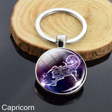 Load image into Gallery viewer, 12 Zodiac Sign Keychain Sphere Ball Crystal Key Rings Scorpio Leo Aries Constellation Birthday Gift for Women and Mens
