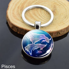 Load image into Gallery viewer, 12 Zodiac Sign Keychain Sphere Ball Crystal Key Rings Scorpio Leo Aries Constellation Birthday Gift for Women and Mens
