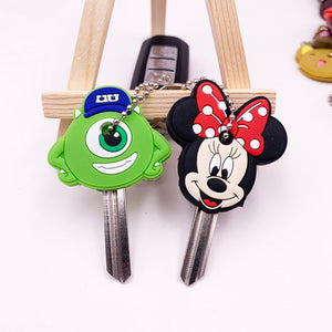 2Pcs/set Cute Cartoon Protective Silicone Keychain For Women/Man Key Cover Key Caps Key Ring Key Holder Kids Gift Key chains