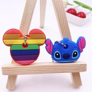 2Pcs/set Cute Cartoon Protective Silicone Keychain For Women/Man Key Cover Key Caps Key Ring Key Holder Kids Gift Key chains