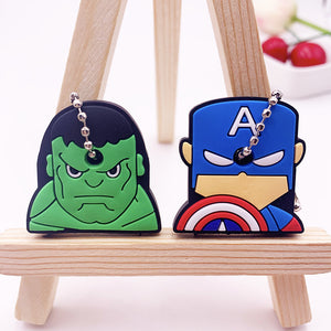 2Pcs/set Cute Cartoon Protective Silicone Keychain For Women/Man Key Cover Key Caps Key Ring Key Holder Kids Gift Key chains