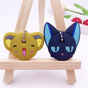 2Pcs/set Cute Cartoon Protective Silicone Keychain For Women/Man Key Cover Key Caps Key Ring Key Holder Kids Gift Key chains