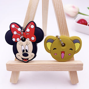 2Pcs/set Cute Cartoon Protective Silicone Keychain For Women/Man Key Cover Key Caps Key Ring Key Holder Kids Gift Key chains