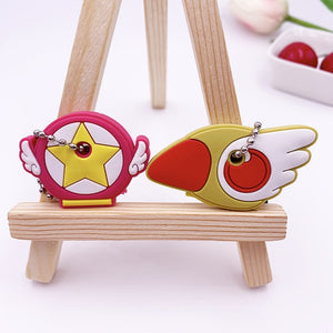 2Pcs/set Cute Cartoon Protective Silicone Keychain For Women/Man Key Cover Key Caps Key Ring Key Holder Kids Gift Key chains