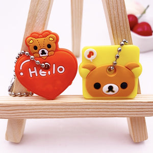 2Pcs/set Cute Cartoon Protective Silicone Keychain For Women/Man Key Cover Key Caps Key Ring Key Holder Kids Gift Key chains