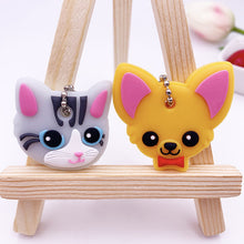 Load image into Gallery viewer, 2Pcs/set Cute Cartoon Protective Silicone Keychain For Women/Man Key Cover Key Caps Key Ring Key Holder Kids Gift Key chains
