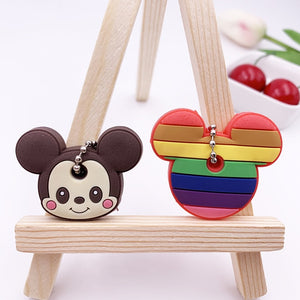 2Pcs/set Cute Cartoon Protective Silicone Keychain For Women/Man Key Cover Key Caps Key Ring Key Holder Kids Gift Key chains