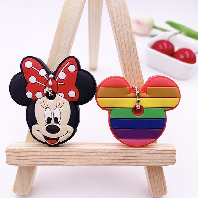 2Pcs/set Cute Cartoon Protective Silicone Keychain For Women/Man Key Cover Key Caps Key Ring Key Holder Kids Gift Key chains