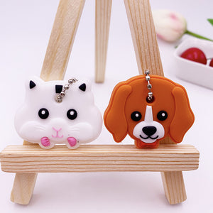 2Pcs/set Cute Cartoon Protective Silicone Keychain For Women/Man Key Cover Key Caps Key Ring Key Holder Kids Gift Key chains