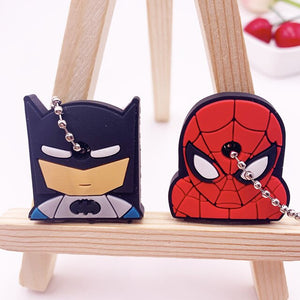 2Pcs/set Cute Cartoon Protective Silicone Keychain For Women/Man Key Cover Key Caps Key Ring Key Holder Kids Gift Key chains