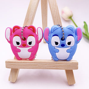 2Pcs/set Cute Cartoon Protective Silicone Keychain For Women/Man Key Cover Key Caps Key Ring Key Holder Kids Gift Key chains