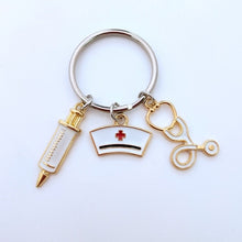 Load image into Gallery viewer, 2020 New Nurse Cap Medical Key Chain Needle Syringe Stethoscope Thermometer Cute Keychain Jewelry Gift
