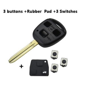 OkeyTech Remote Car Key Shell Case 2/3 BTN For Toyota Yaris Prado Tarago Camry Corolla TOY43 Blade +Rubber Button Pad +Switches