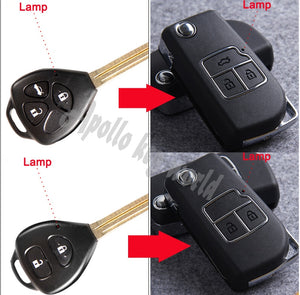 New !2 Buttons/3 Buttons Modified Flip Folding Remote Key Case Shell For Toyota Camry Corolla Reiz RAV4 Crown Key Fob Cover