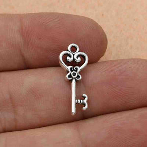 Mix Antique Silver Plated Key Lock Love Charm Pendants for Bracelet Necklace Accessories Diy Jewelry Making Handmade 10pcs