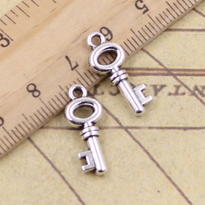 30pcs/lot Charms skeleton key 18x6mm Tibetan Pendants Crafts Making Findings Handmade Antique Jewelry DIY for Necklace